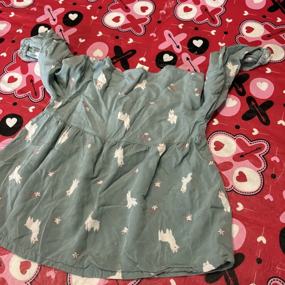 Carters‎ Girls 3T Llama Long Sleeve Shirt Green Soft Cozy